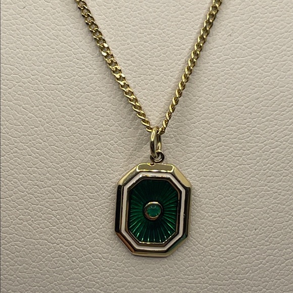 Miansai Other - Miansai Umbra Chalcedony Necklace Green Enamel Gold Vermeil